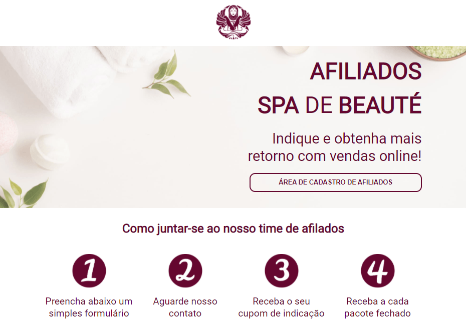 Programa de afiliados do Spa de Beauté
